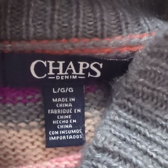 Chaps Mock Neck Striped Sweater - Picture 4 of 5